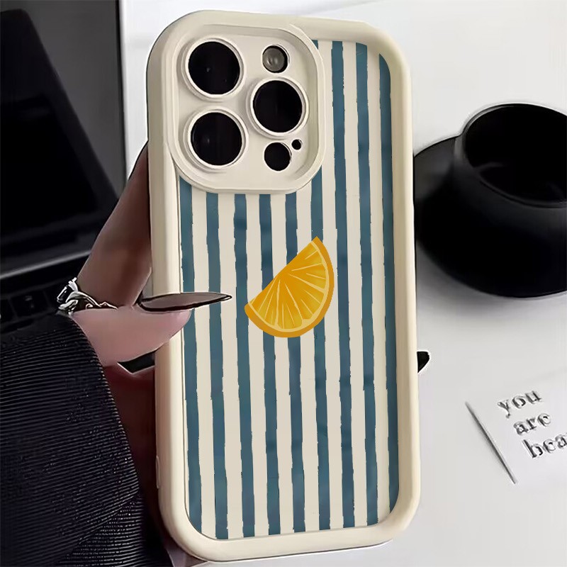 Apple Iphone 15 Pro Max - Striped Lemon Slice Pattern Phone Case
