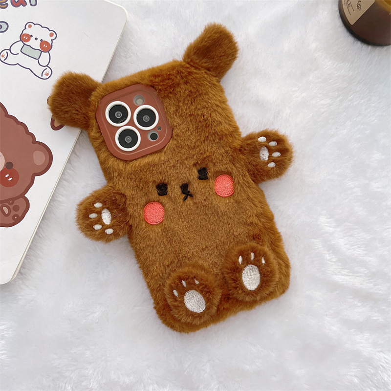 Korean 3D Cartoon Bear Fluffy  - Apple Iphone 15 Pro Max ulasan dan harga