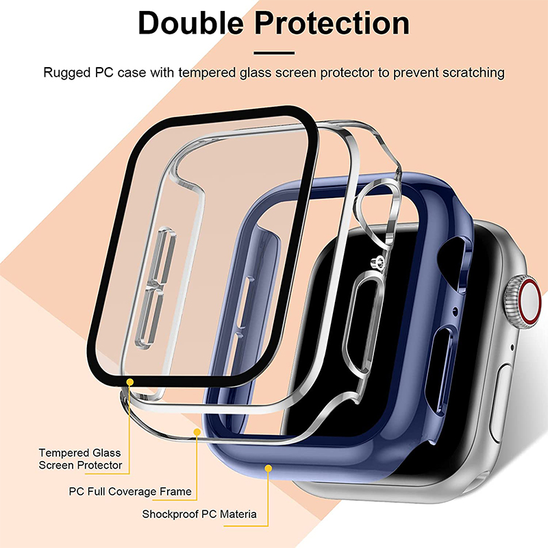 Tempered Glass+cover For Apple - Smartwatch Icon ulasan dan harga